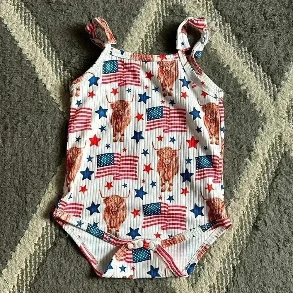 American flag and cow onesie - Picture 1 of 1